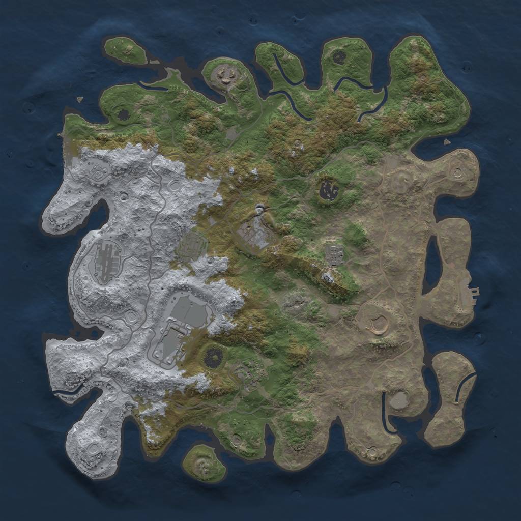 Rust Map: Procedural Map, Size: 4000, Seed: 660909, 18 Monuments