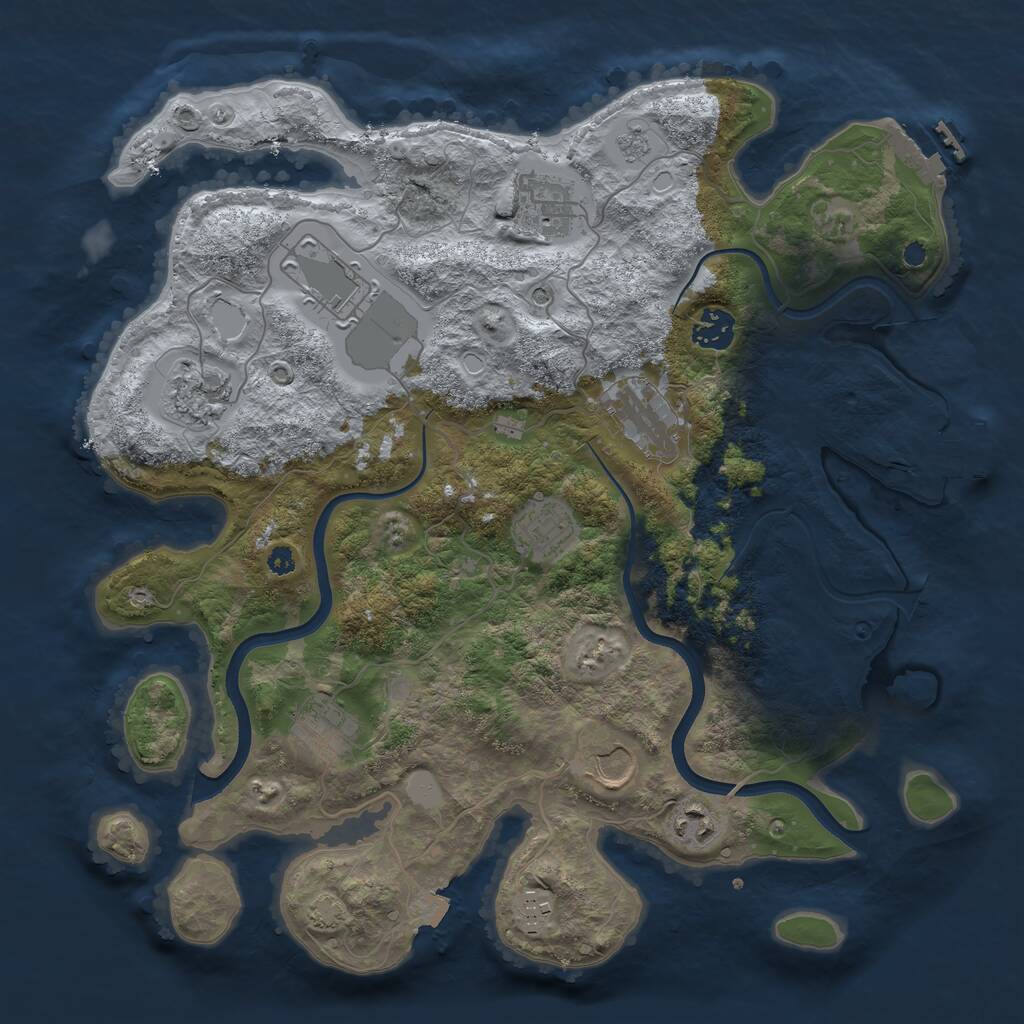 Rust Map: Procedural Map, Size: 3650, Seed: 1723248640, 16 Monuments