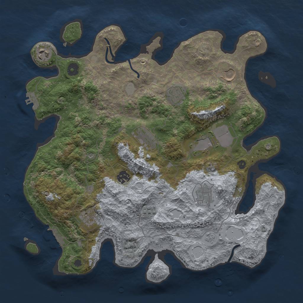 Rust Map: Procedural Map, Size: 3650, Seed: 50000, 16 Monuments