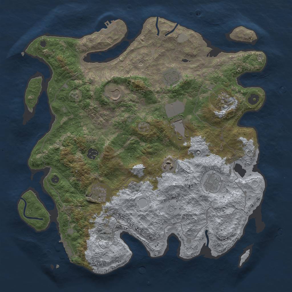 Rust Map: Procedural Map, Size: 4000, Seed: 354435, 18 Monuments