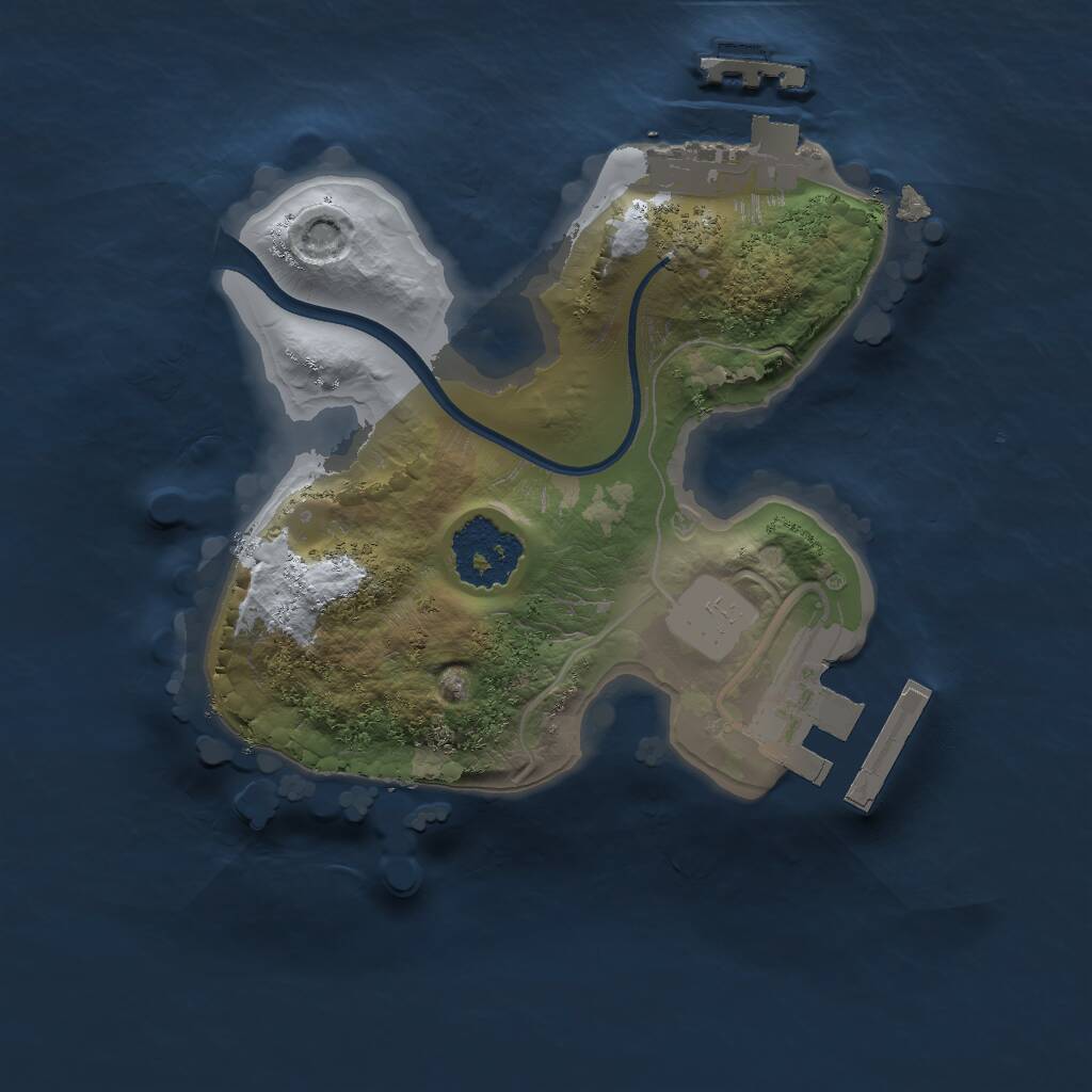 Rust Map: Procedural Map, Size: 1600, Seed: 185073784, 3 Monuments