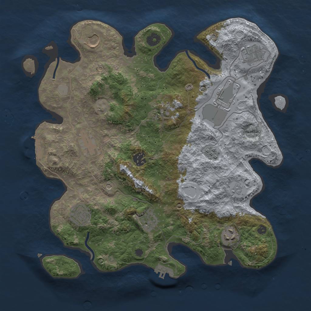 Rust Map: Procedural Map, Size: 3500, Seed: 2063344582, 19 Monuments
