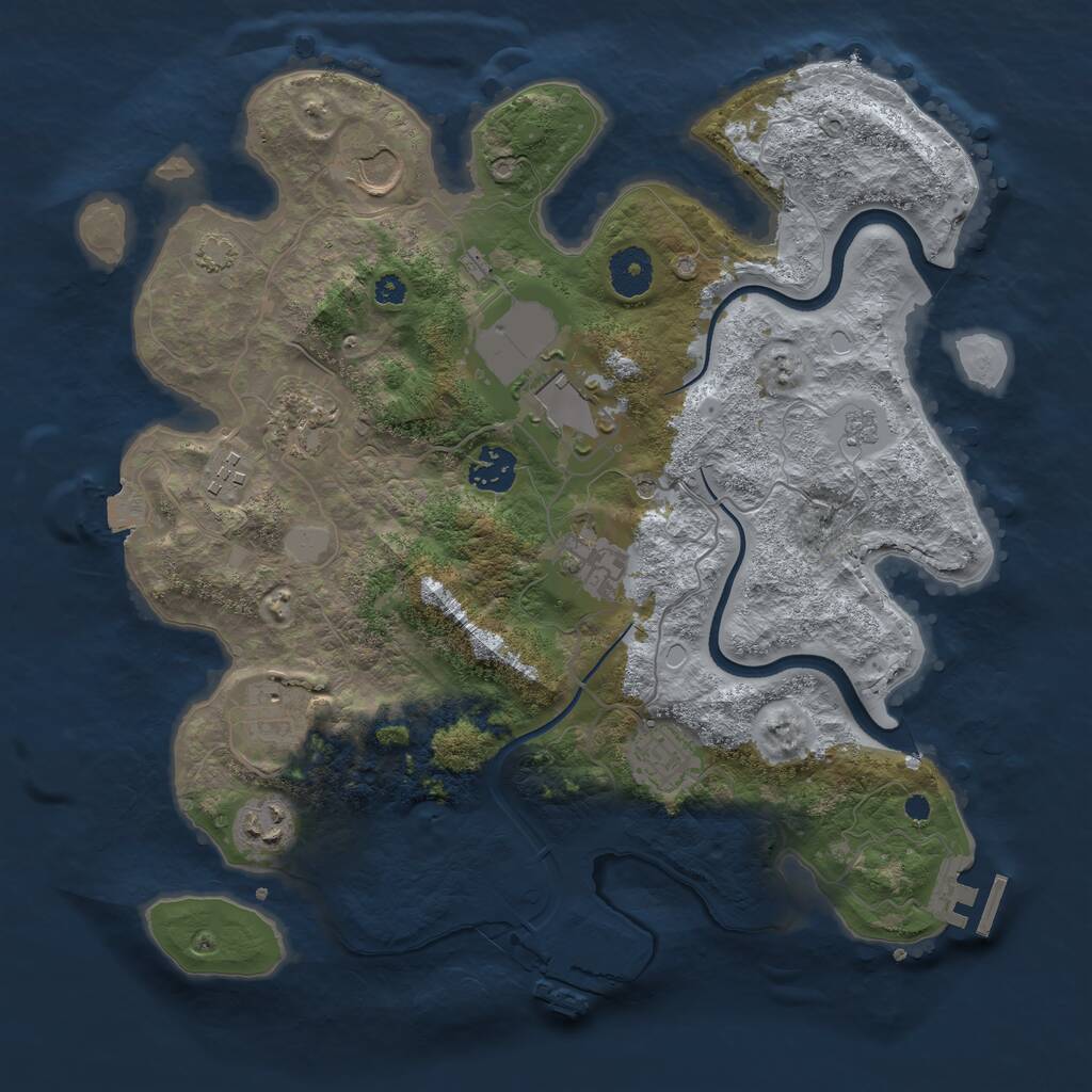 Rust Map: Procedural Map, Size: 3500, Seed: 2063344582, 15 Monuments