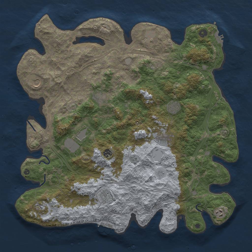 Rust Map: Procedural Map, Size: 4500, Seed: 69704972, 20 Monuments