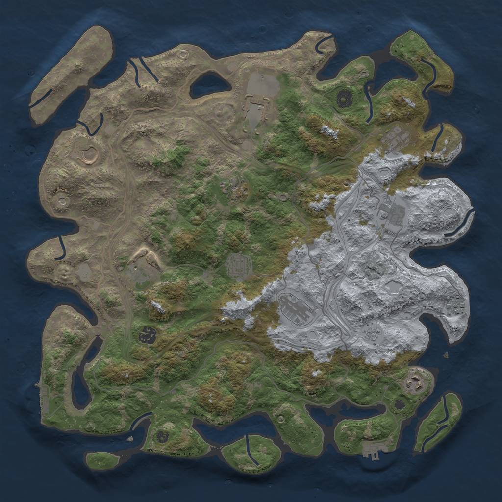 Rust Map: Procedural Map, Size: 4250, Seed: 906070348, 20 Monuments