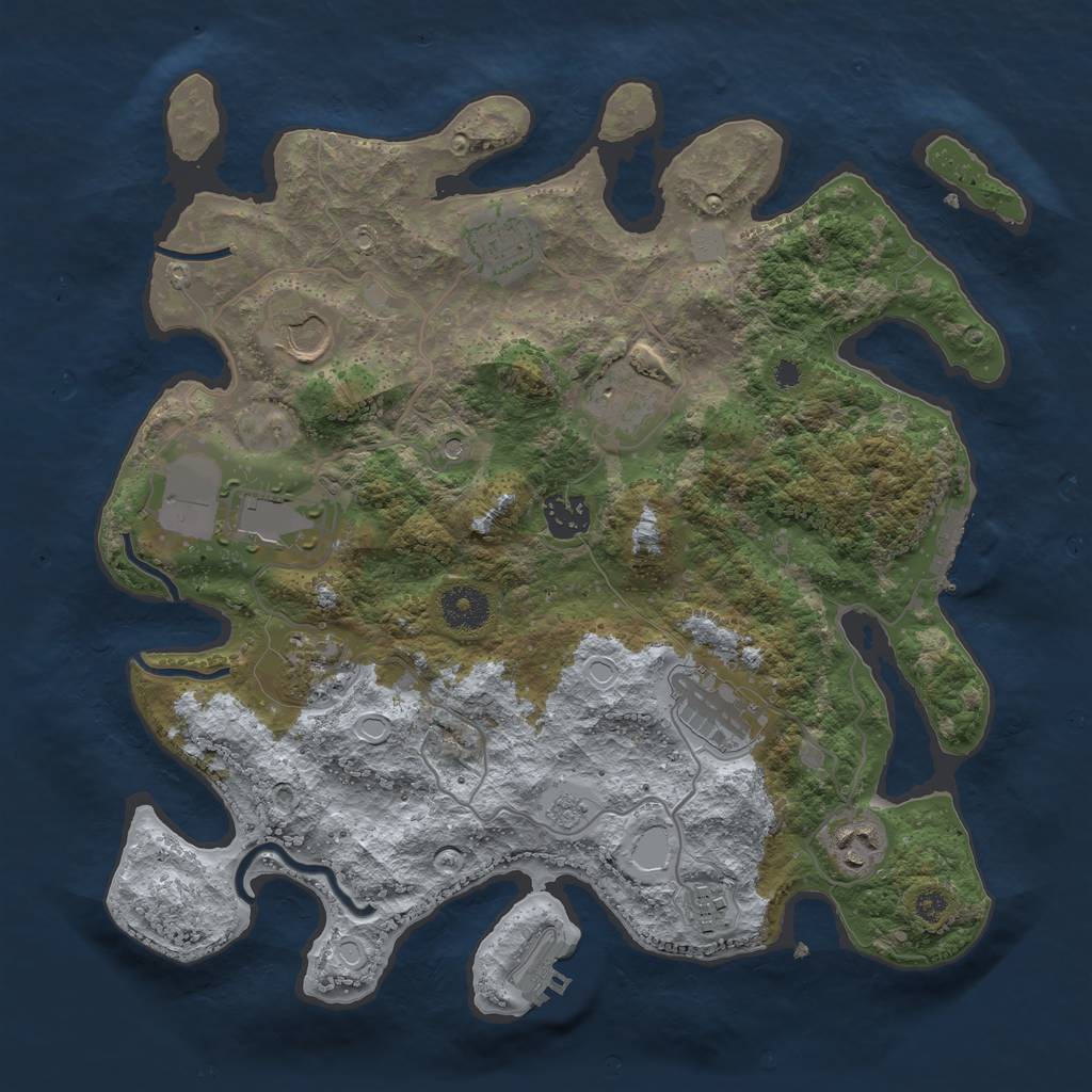 Rust Map: Procedural Map, Size: 3500, Seed: 554717168, 18 Monuments