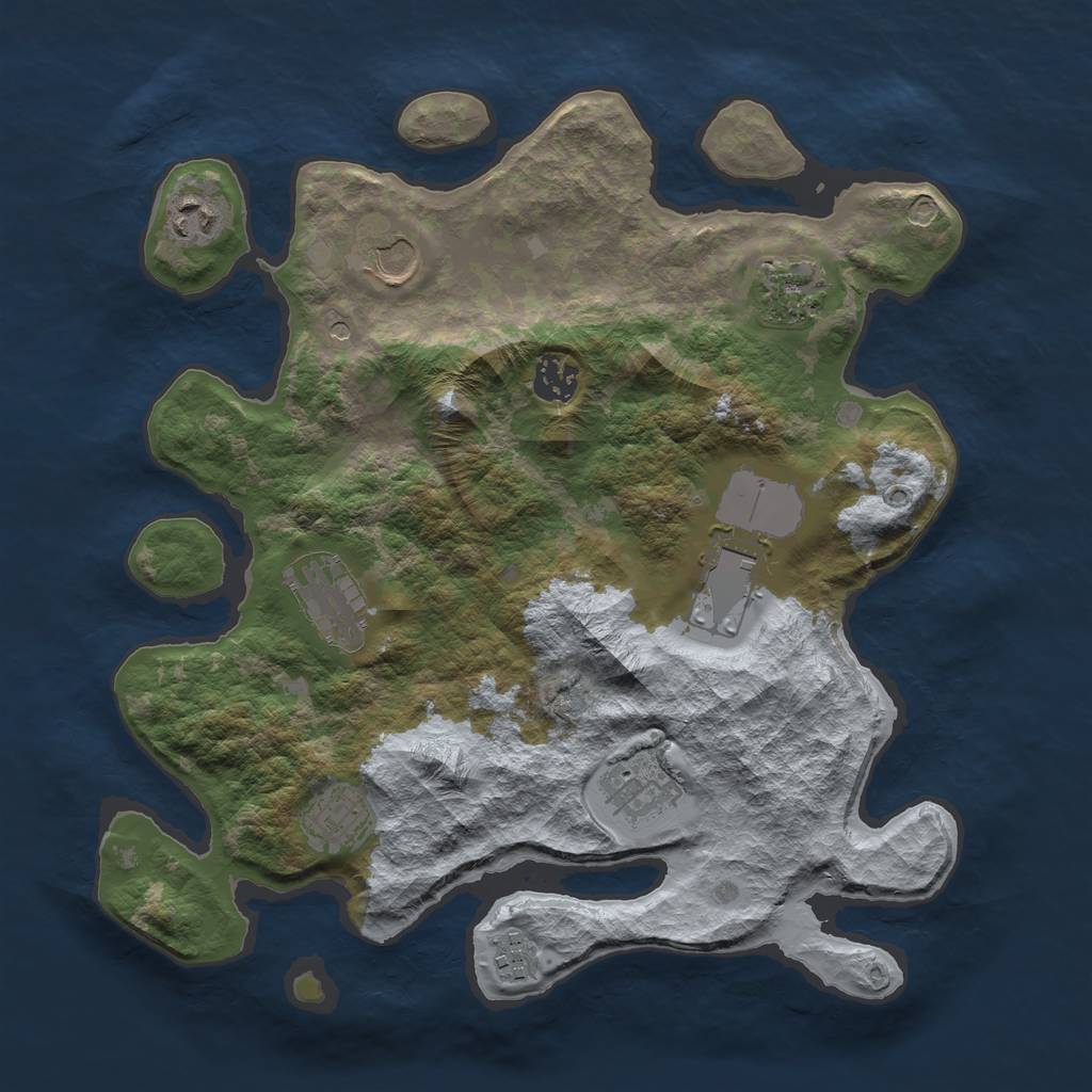Rust Map: Barren, Size: 3500, Seed: 1983588236, 12 Monuments