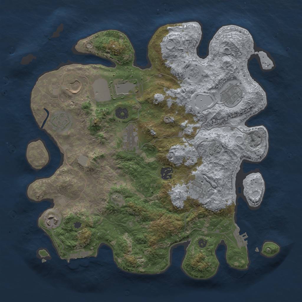 Rust Map: Procedural Map, Size: 3500, Seed: 14528390, 17 Monuments