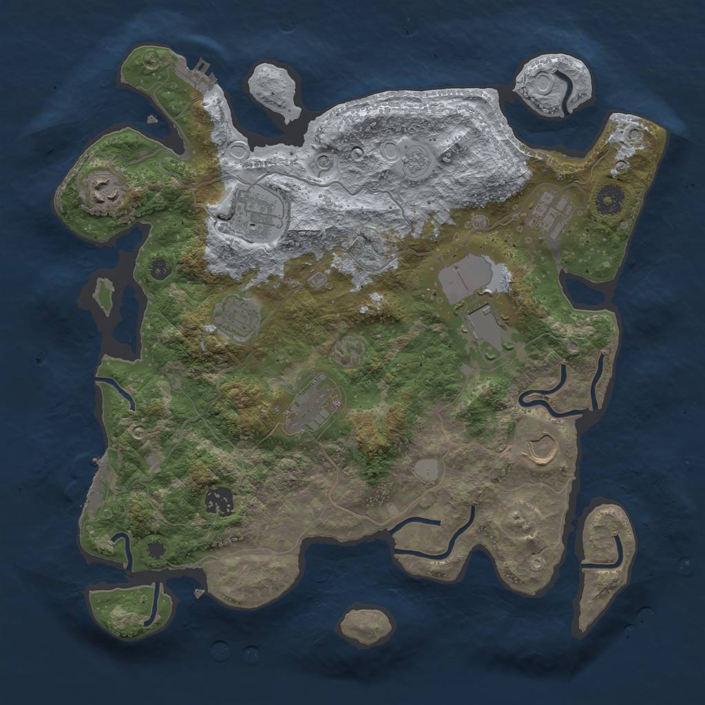 Rust Map: Procedural Map, Size: 3500, Seed: 847638, 17 Monuments