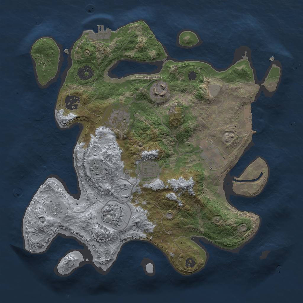 Rust Map: Procedural Map, Size: 3000, Seed: 840247, 15 Monuments