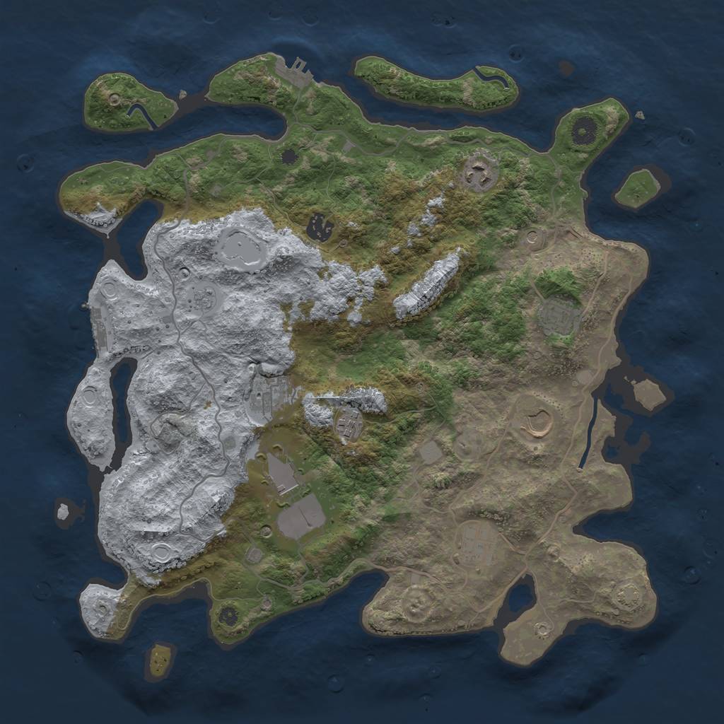 Rust Map: Procedural Map, Size: 4000, Seed: 21699964, 16 Monuments