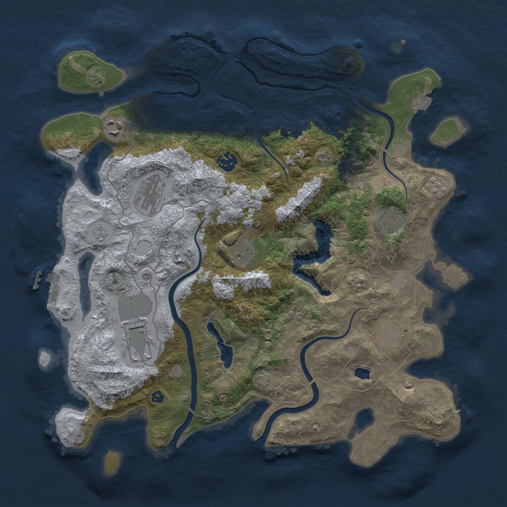 Rust Map: Procedural Map, Size: 4000, Seed: 21699964, 13 Monuments