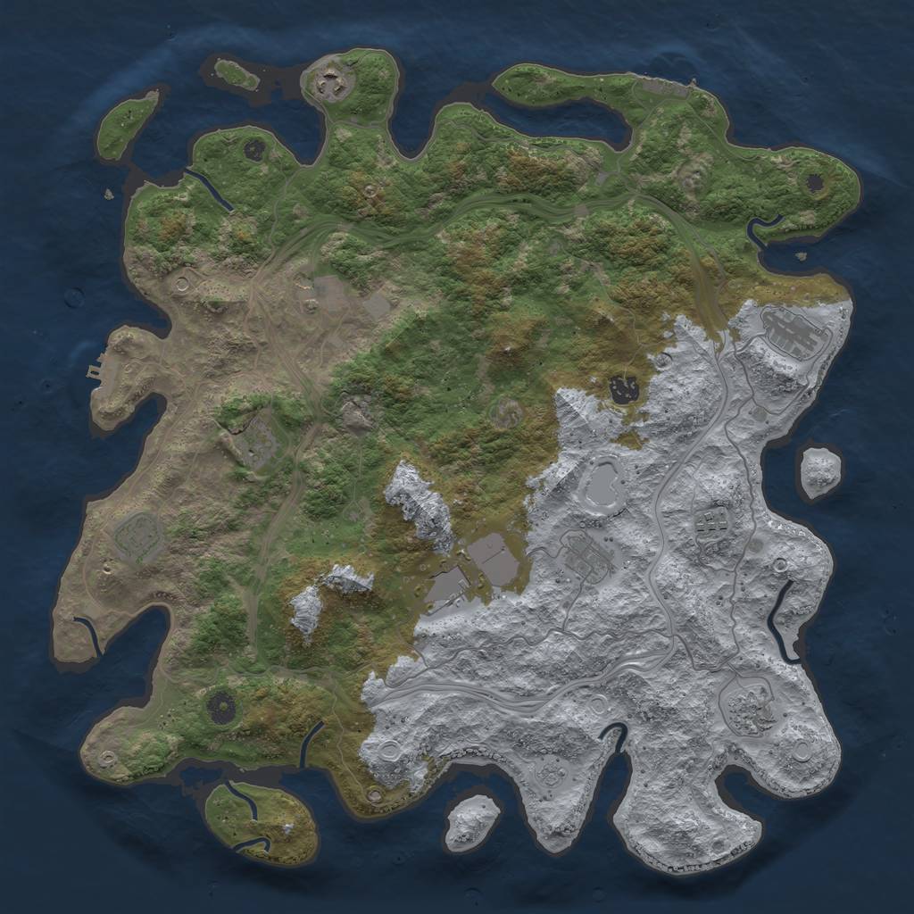 Rust Map: Procedural Map, Size: 4500, Seed: 1987436987, 19 Monuments