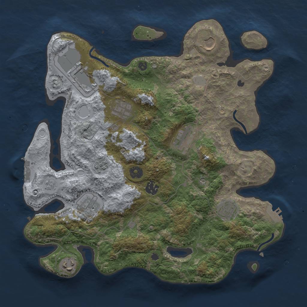 Rust Map: Procedural Map, Size: 3500, Seed: 1309871358, 18 Monuments