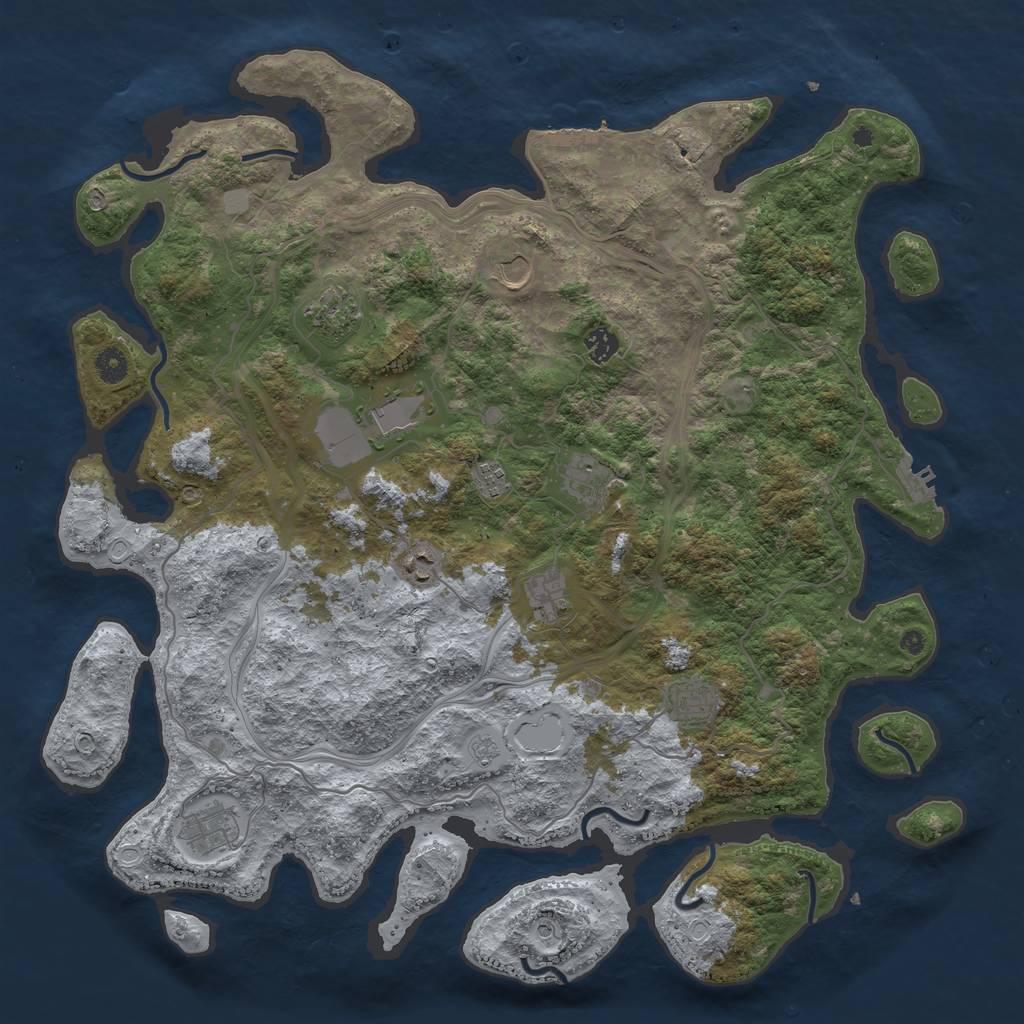 Rust Map: Procedural Map, Size: 4500, Seed: 1073403210, 19 Monuments