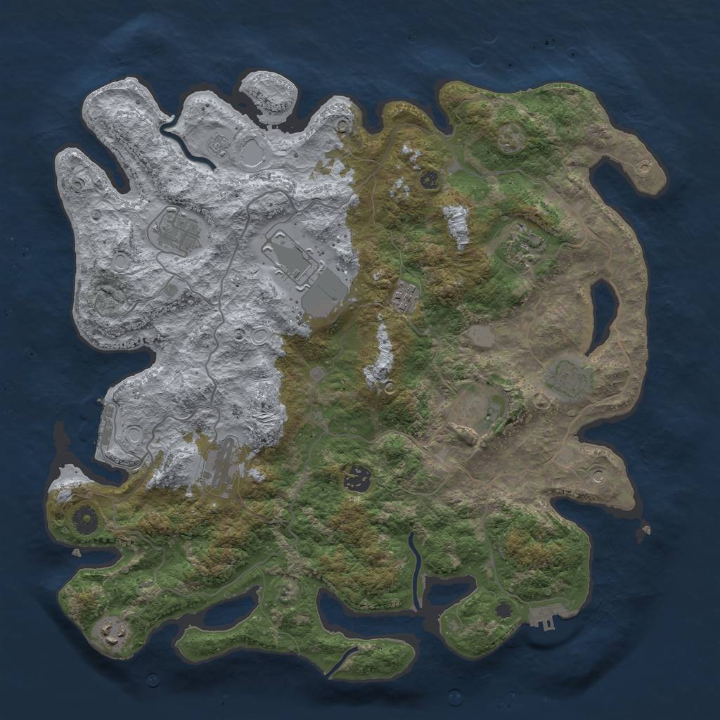 Rust Map: Procedural Map, Size: 4000, Seed: 73932, 18 Monuments