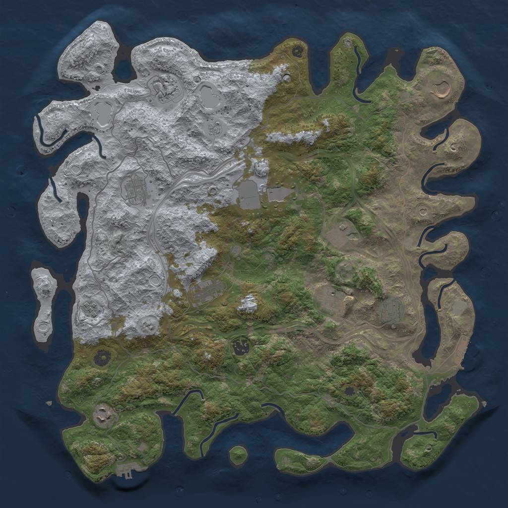 Rust Map: Procedural Map, Size: 4500, Seed: 1586406893, 20 Monuments