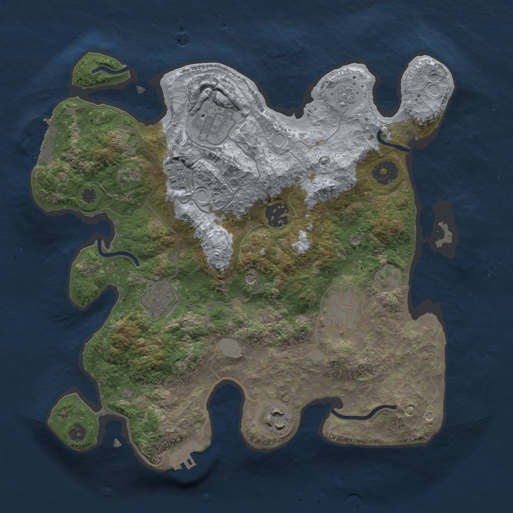 Rust Map: Procedural Map, Size: 3150, Seed: 1, 15 Monuments