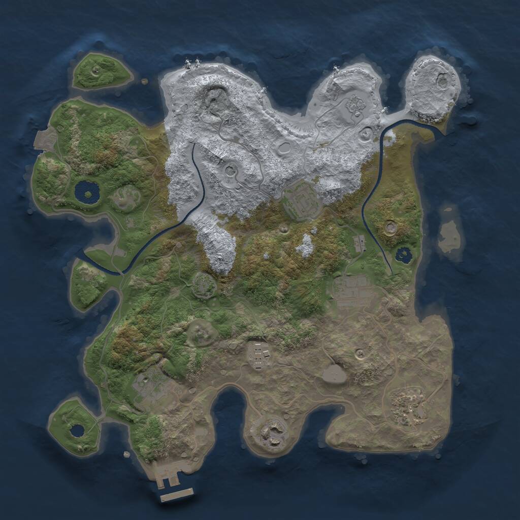 Rust Map: Procedural Map, Size: 3150, Seed: 1, 11 Monuments