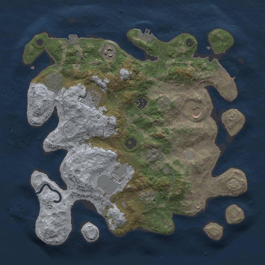 Rust Map: Procedural Map, Size: 3500, Seed: 987634, 15 Monuments