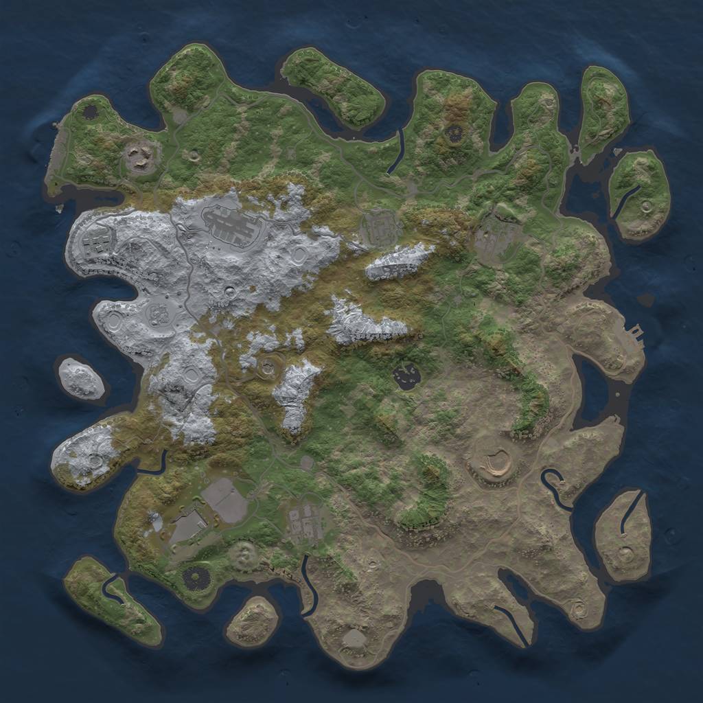 Rust Map: Procedural Map, Size: 4000, Seed: 755329100, 18 Monuments