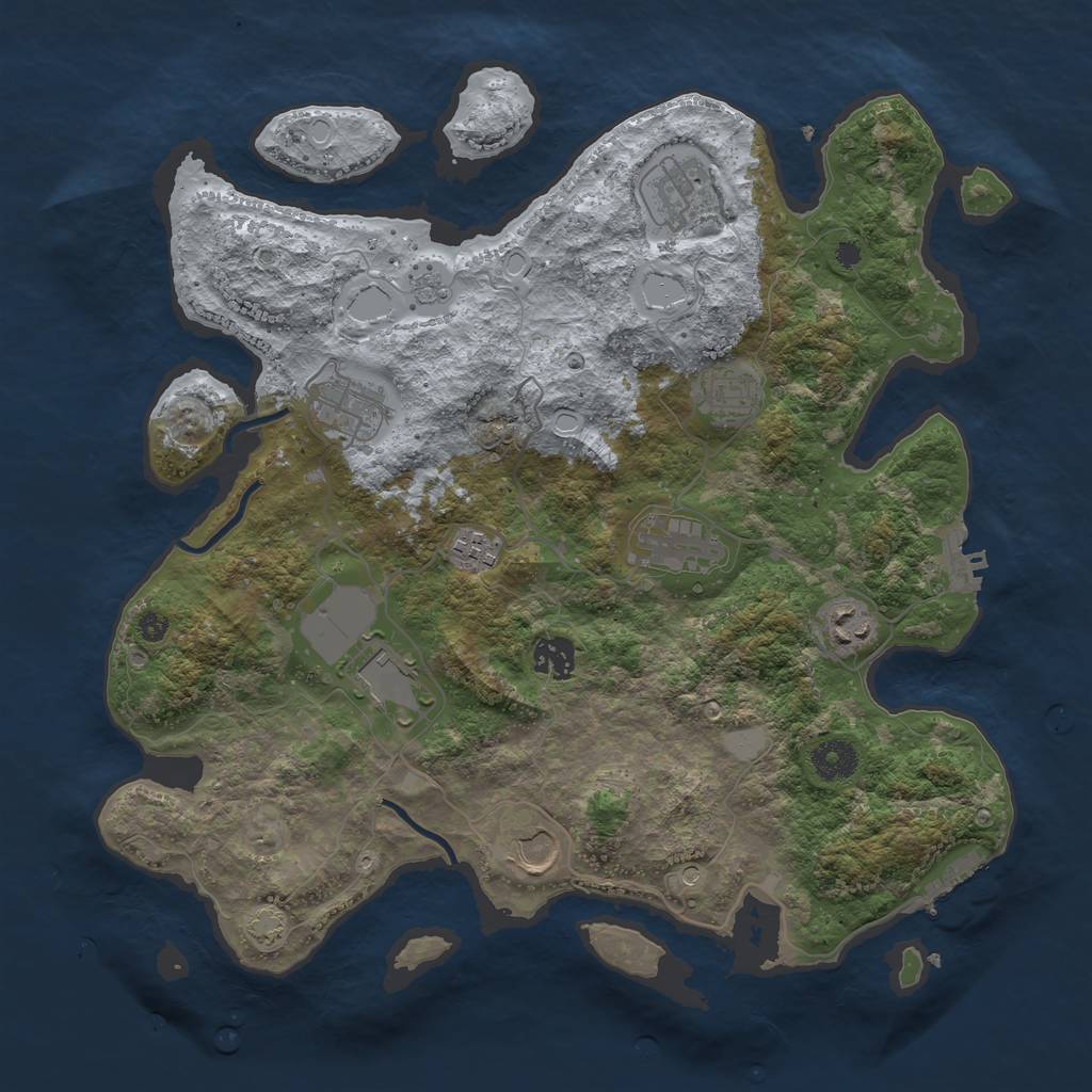 Rust Map: Procedural Map, Size: 3750, Seed: 232117057, 17 Monuments