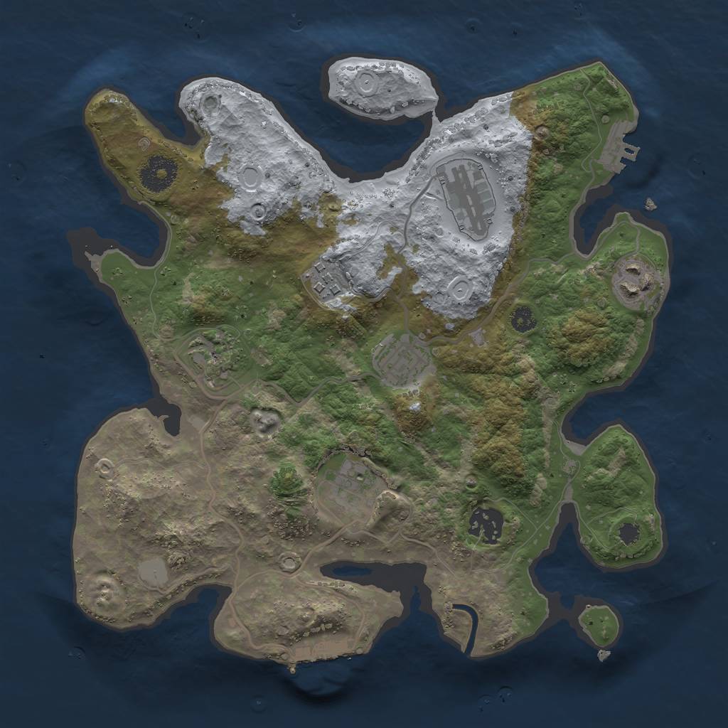 Rust Map: Procedural Map, Size: 3000, Seed: 2206, 14 Monuments