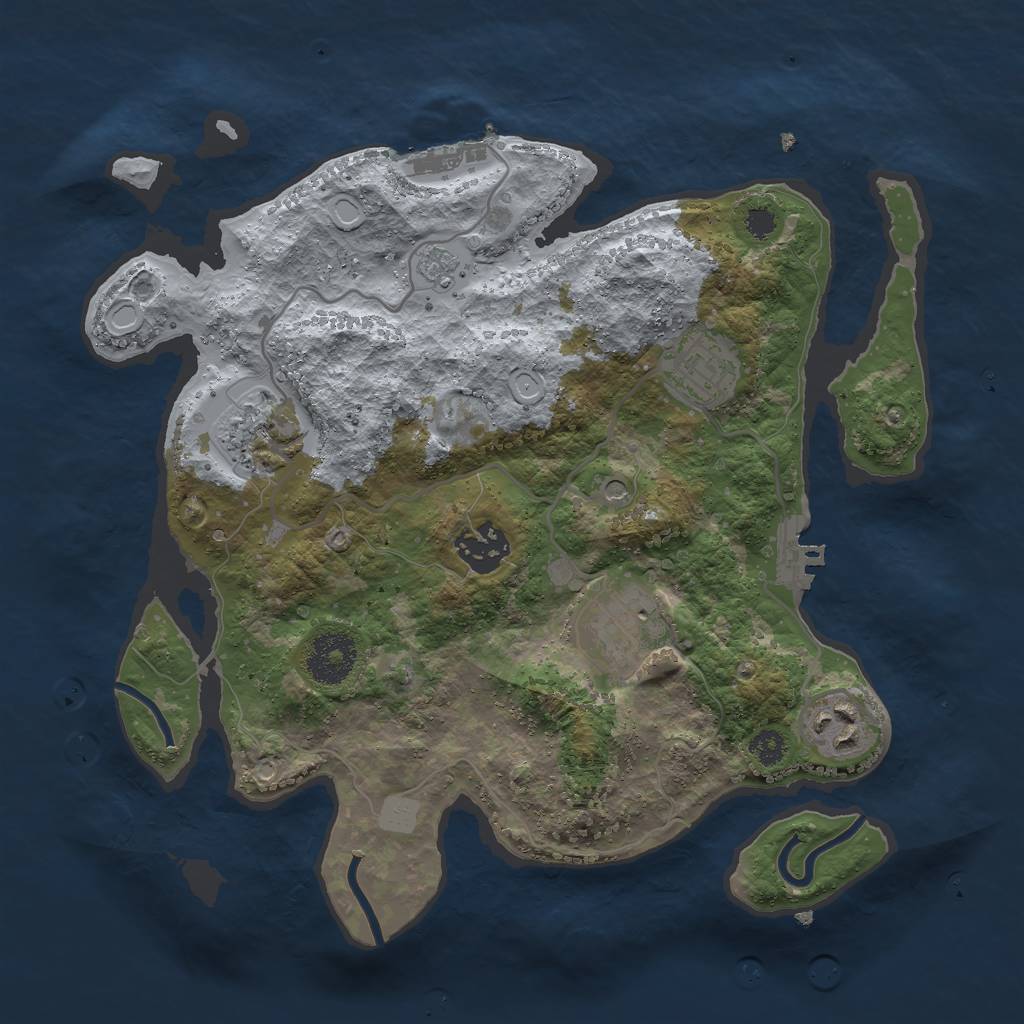 Rust Map: Procedural Map, Size: 3000, Seed: 51516, 14 Monuments