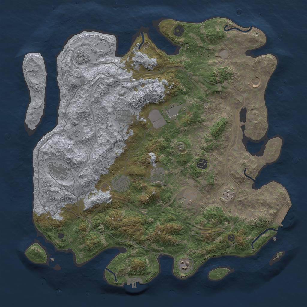 Rust Map: Procedural Map, Size: 4300, Seed: 2119385624, 20 Monuments