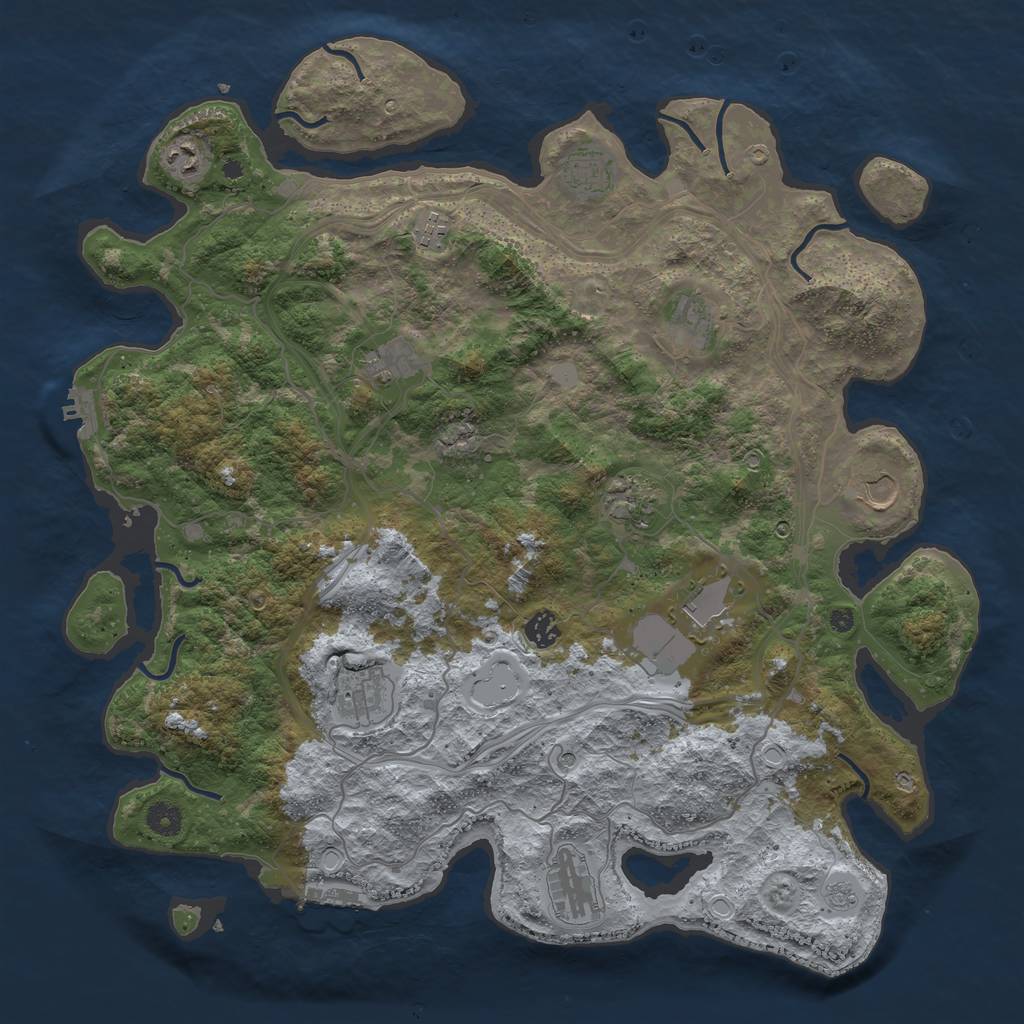 Rust Map: Procedural Map, Size: 4350, Seed: 959427876, 20 Monuments