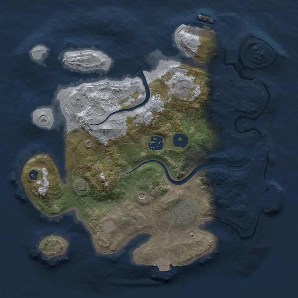 Rust Map: Procedural Map, Size: 3000, Seed: 23111, 8 Monuments