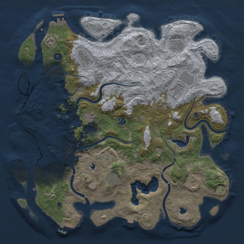 Rust Map: Procedural Map, Size: 4500, Seed: 468070176, 17 Monuments