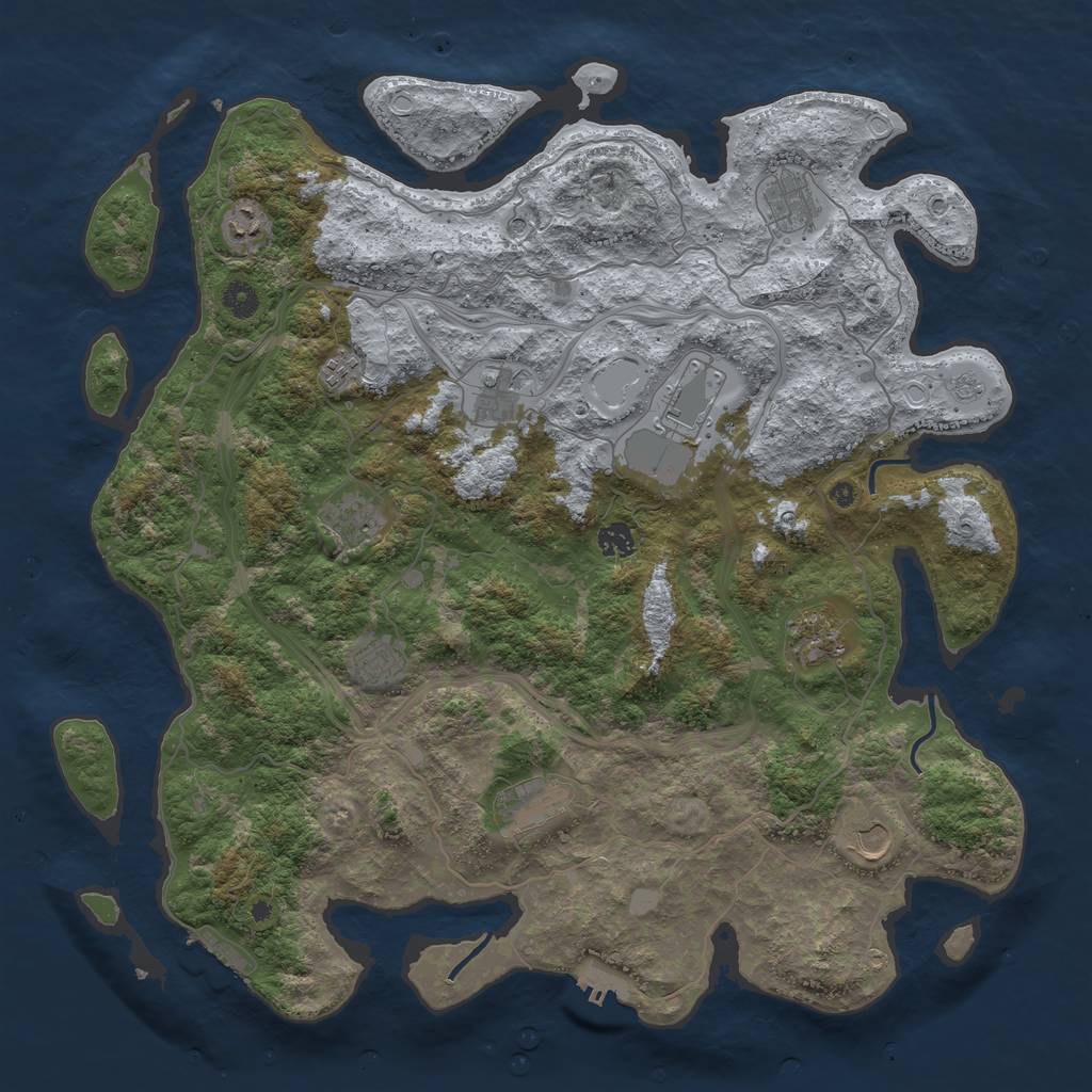 Rust Map: Procedural Map, Size: 4500, Seed: 468070176, 20 Monuments