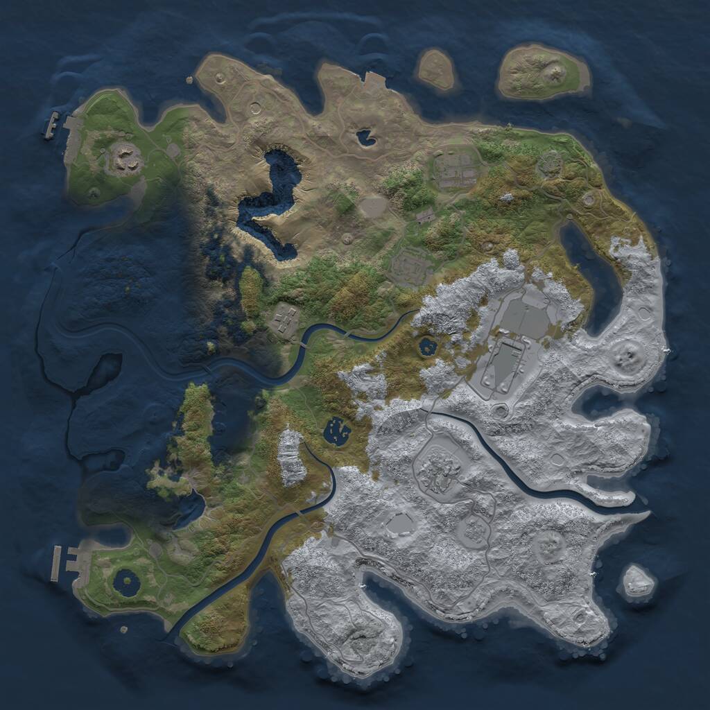 Rust Map: Procedural Map, Size: 4000, Seed: 64844284, 14 Monuments