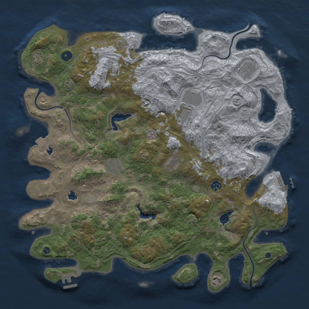 Rust Map: Procedural Map, Size: 4500, Seed: 1358689221, 14 Monuments