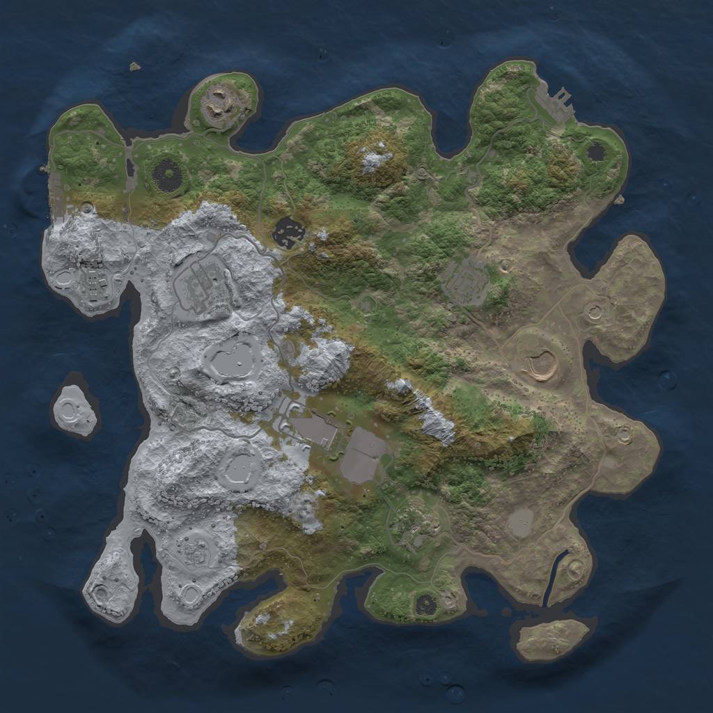 Rust Map: Procedural Map, Size: 3500, Seed: 1000001, 17 Monuments