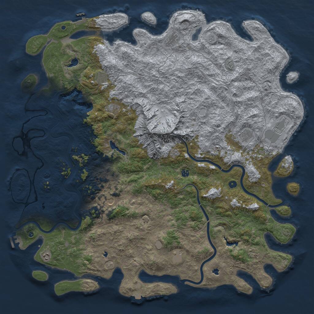 Rust Map: Procedural Map, Size: 6000, Seed: 33235144, 17 Monuments