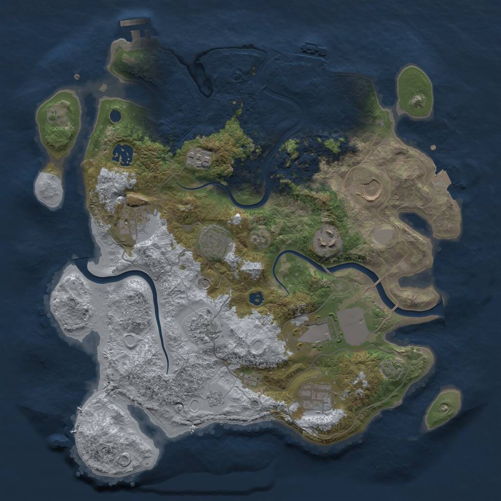 Rust Map: Procedural Map, Size: 3500, Seed: 517684114, 15 Monuments