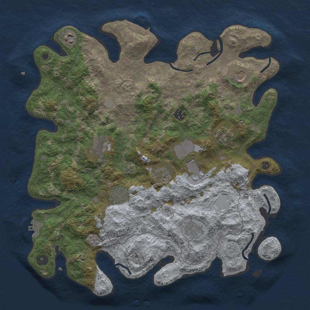 Rust Map: Procedural Map, Size: 4000, Seed: 42042, 19 Monuments