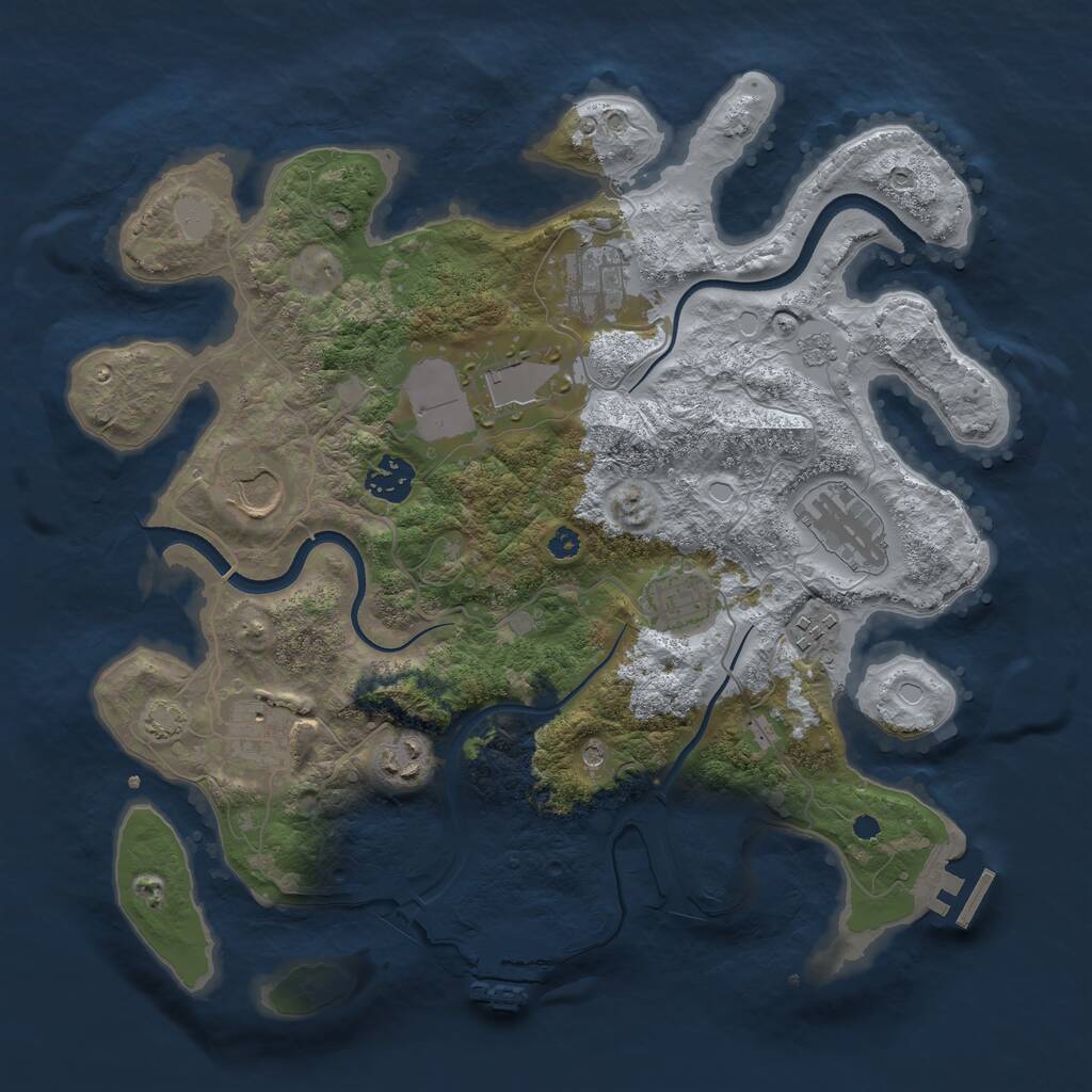 Rust Map: Procedural Map, Size: 3500, Seed: 742971942, 15 Monuments