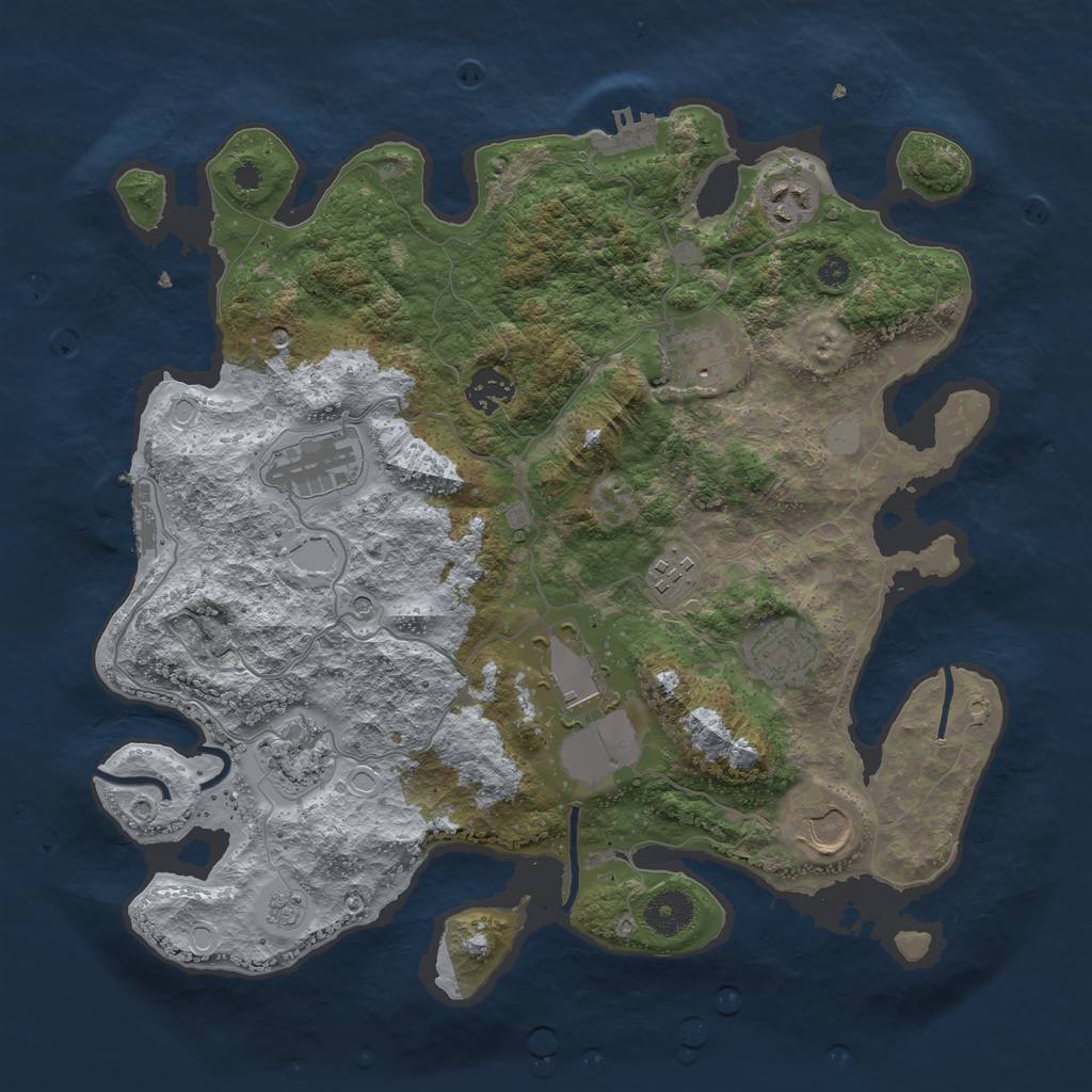 Rust Map: Procedural Map, Size: 3600, Seed: 6666969, 18 Monuments