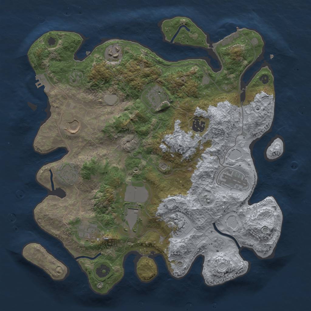 Rust Map: Procedural Map, Size: 3500, Seed: 2091756676, 18 Monuments