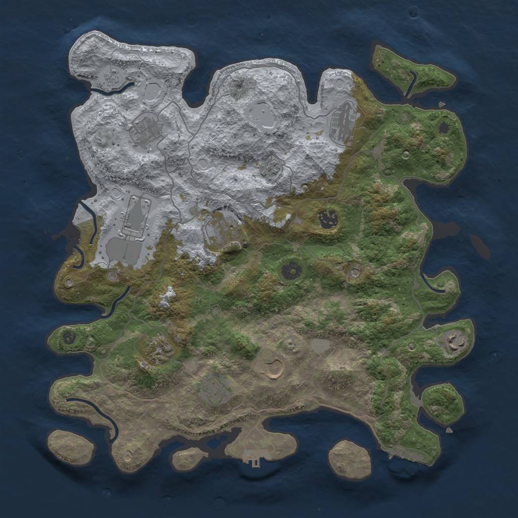 Rust Map: Procedural Map, Size: 4000, Seed: 8395670, 19 Monuments