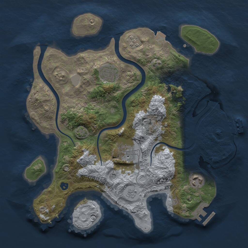 Rust Map: Procedural Map, Size: 3000, Seed: 1960738892, 10 Monuments