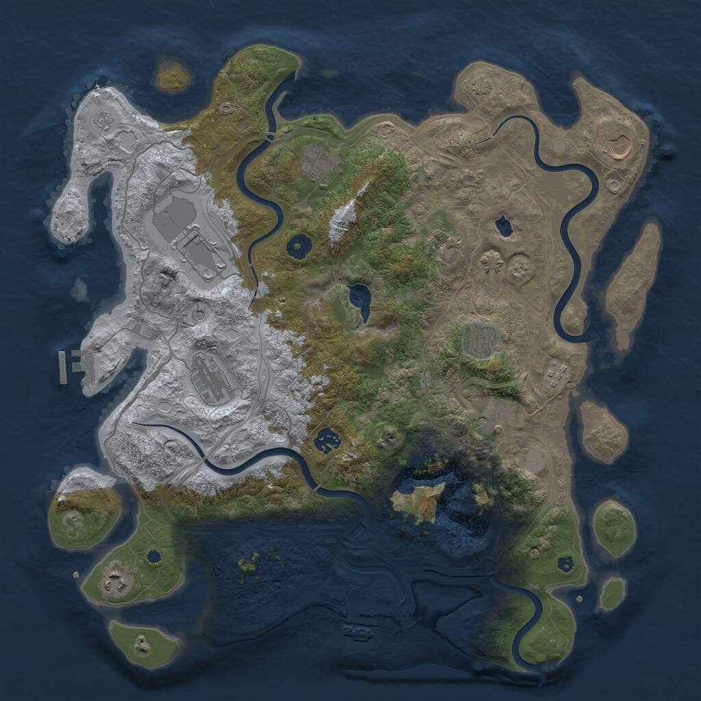 Rust Map: Procedural Map, Size: 4280, Seed: 2039708621, 16 Monuments