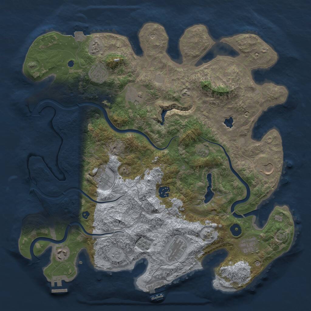 Rust Map: Procedural Map, Size: 4000, Seed: 1296329735, 15 Monuments