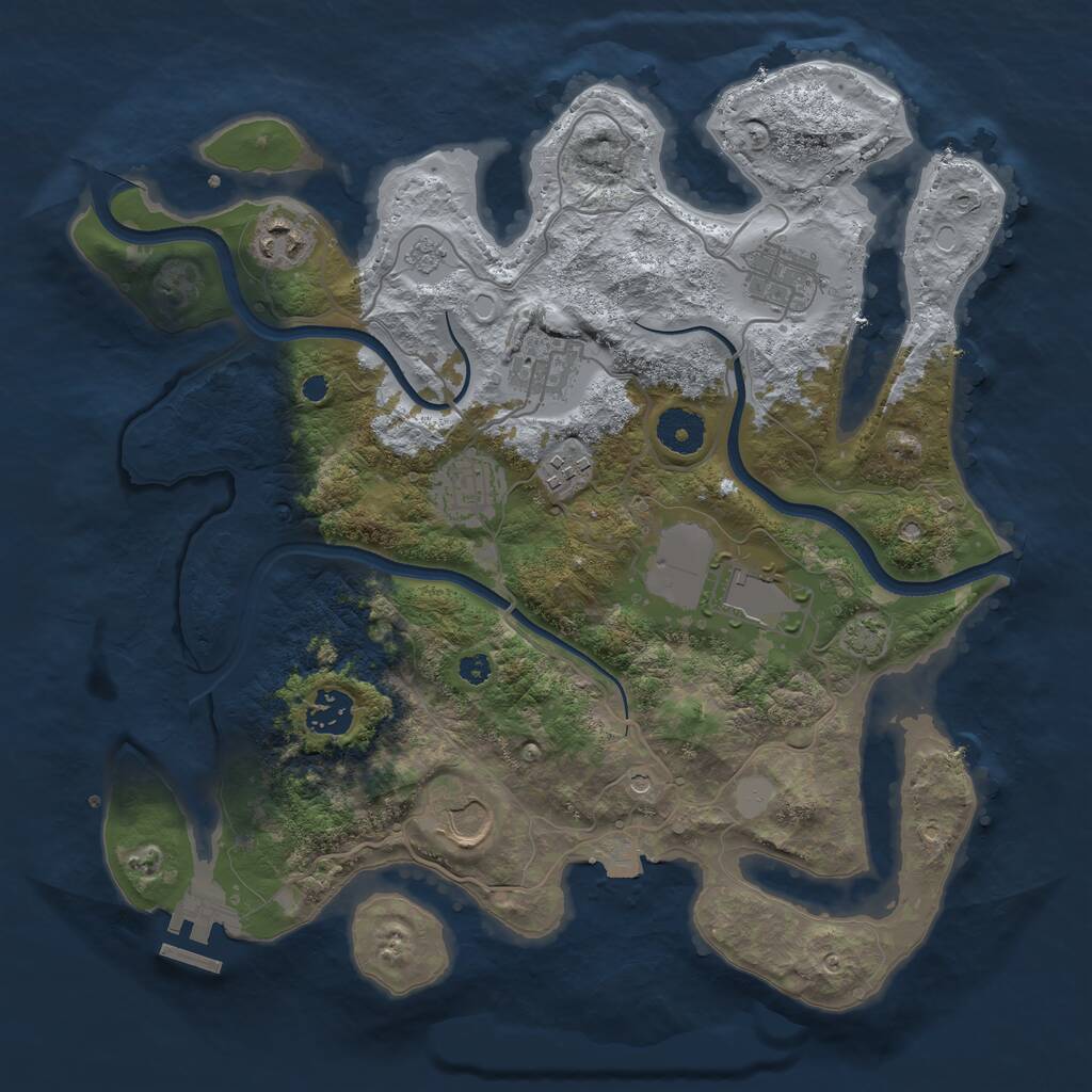 Rust Map: Procedural Map, Size: 3500, Seed: 1466750637, 13 Monuments