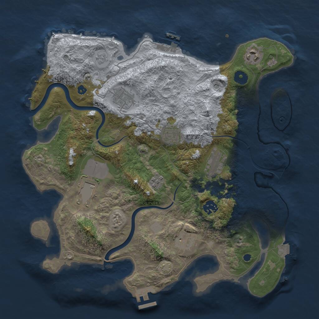 Rust Map: Procedural Map, Size: 3500, Seed: 1232083595, 14 Monuments