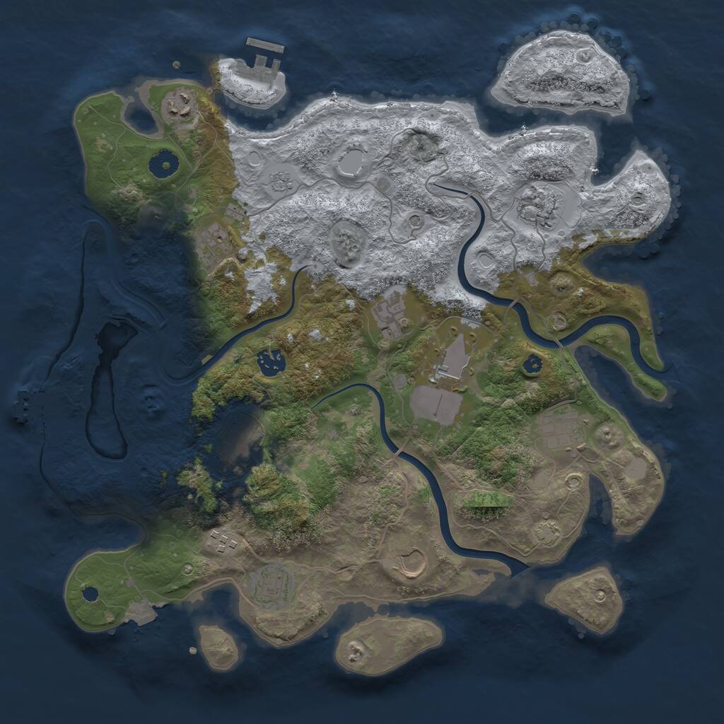 Rust Map: Procedural Map, Size: 3850, Seed: 25730147, 17 Monuments