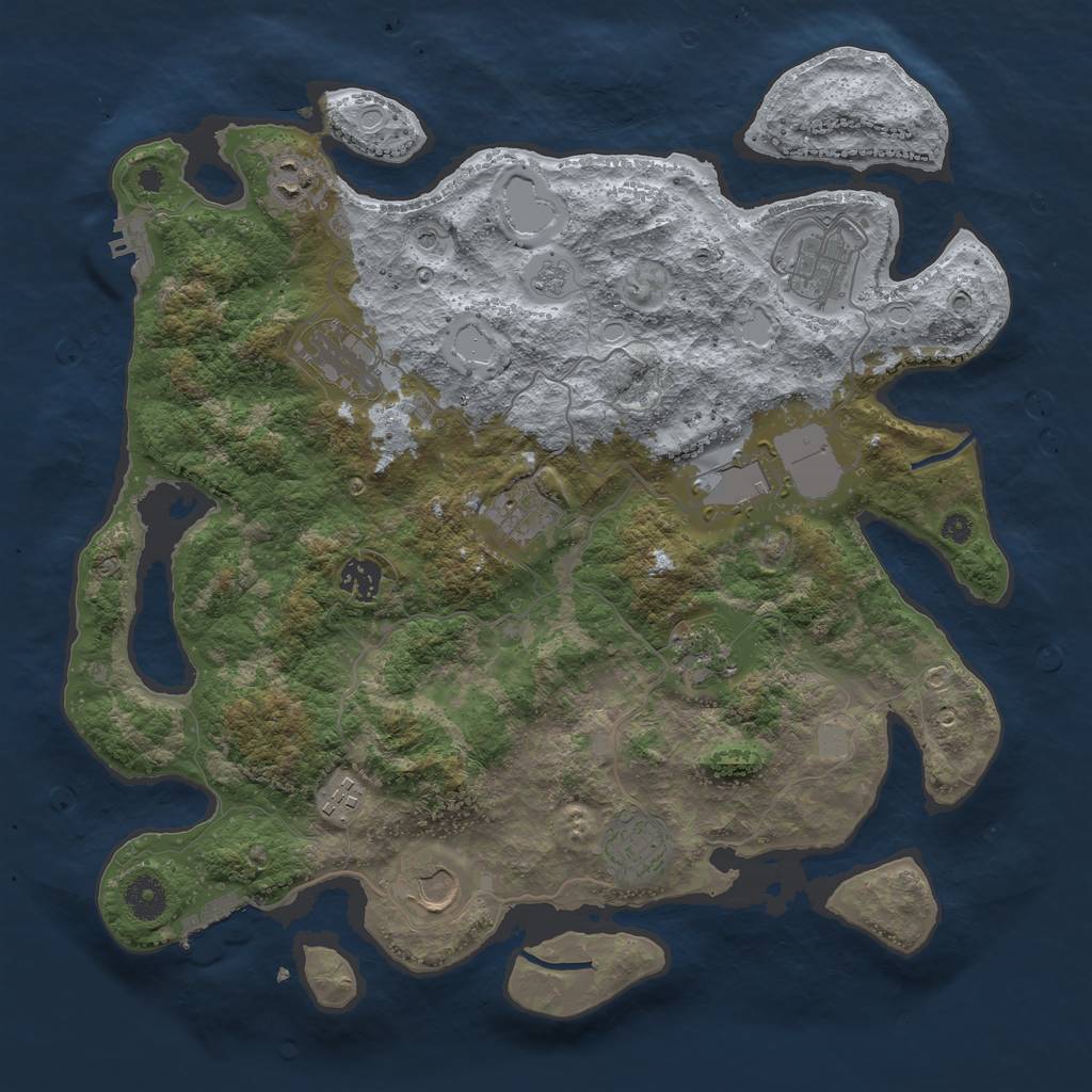 Rust Map: Procedural Map, Size: 3850, Seed: 25730147, 19 Monuments